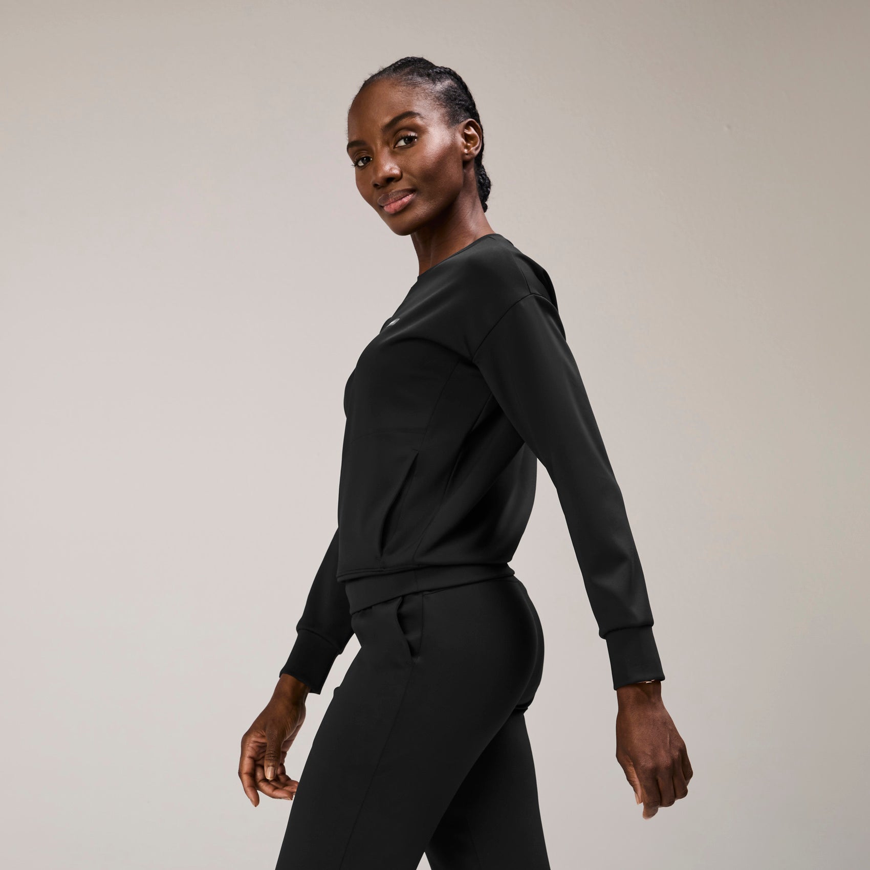 Cornelia Long-Sleeve Scrub Top - Black
