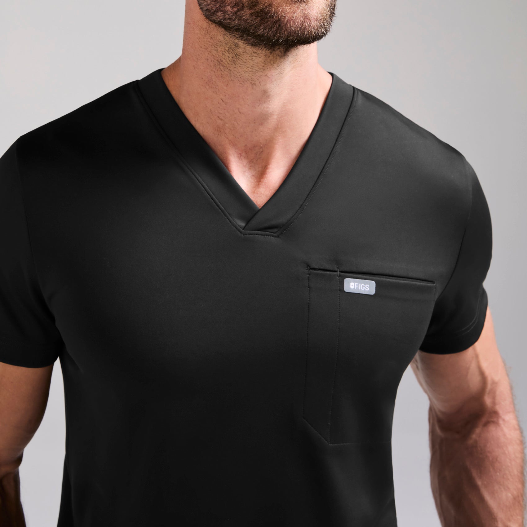 Logan V-Neck Scrub Top - Black
