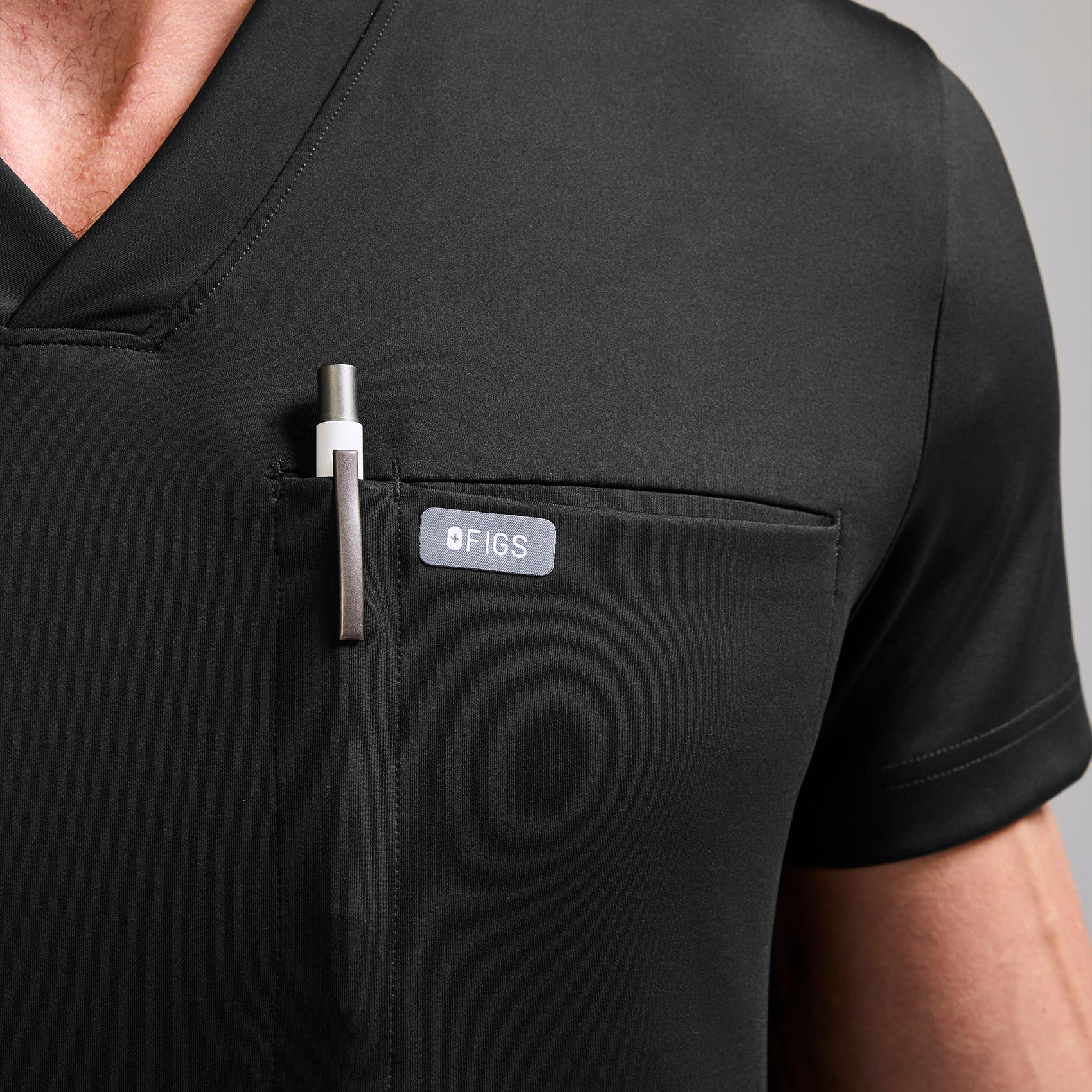 Logan V-Neck Scrub Top - Black