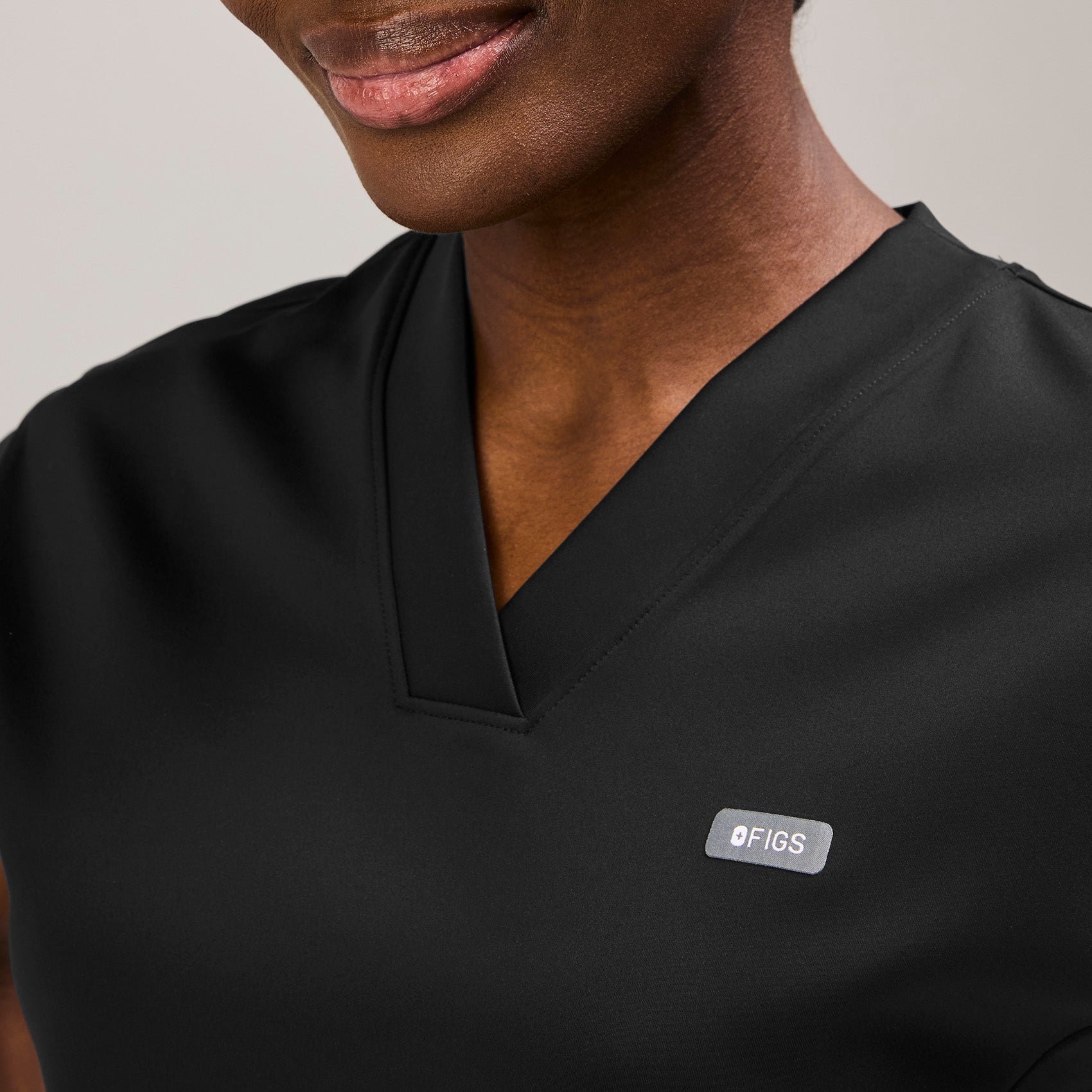 Mira Banded Scrub Top - Black