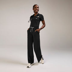 Salina High-Rise Wide-Leg Scrub Pant - Black