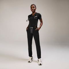 Tena Slim Tapered Scrub Pant - Black