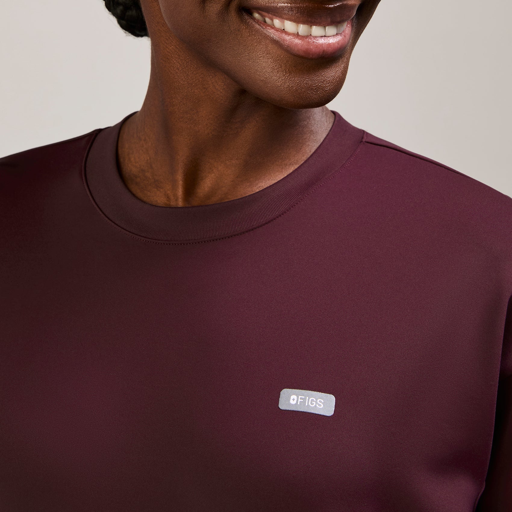 Cornelia Long-Sleeve Scrub Top - Burgundy