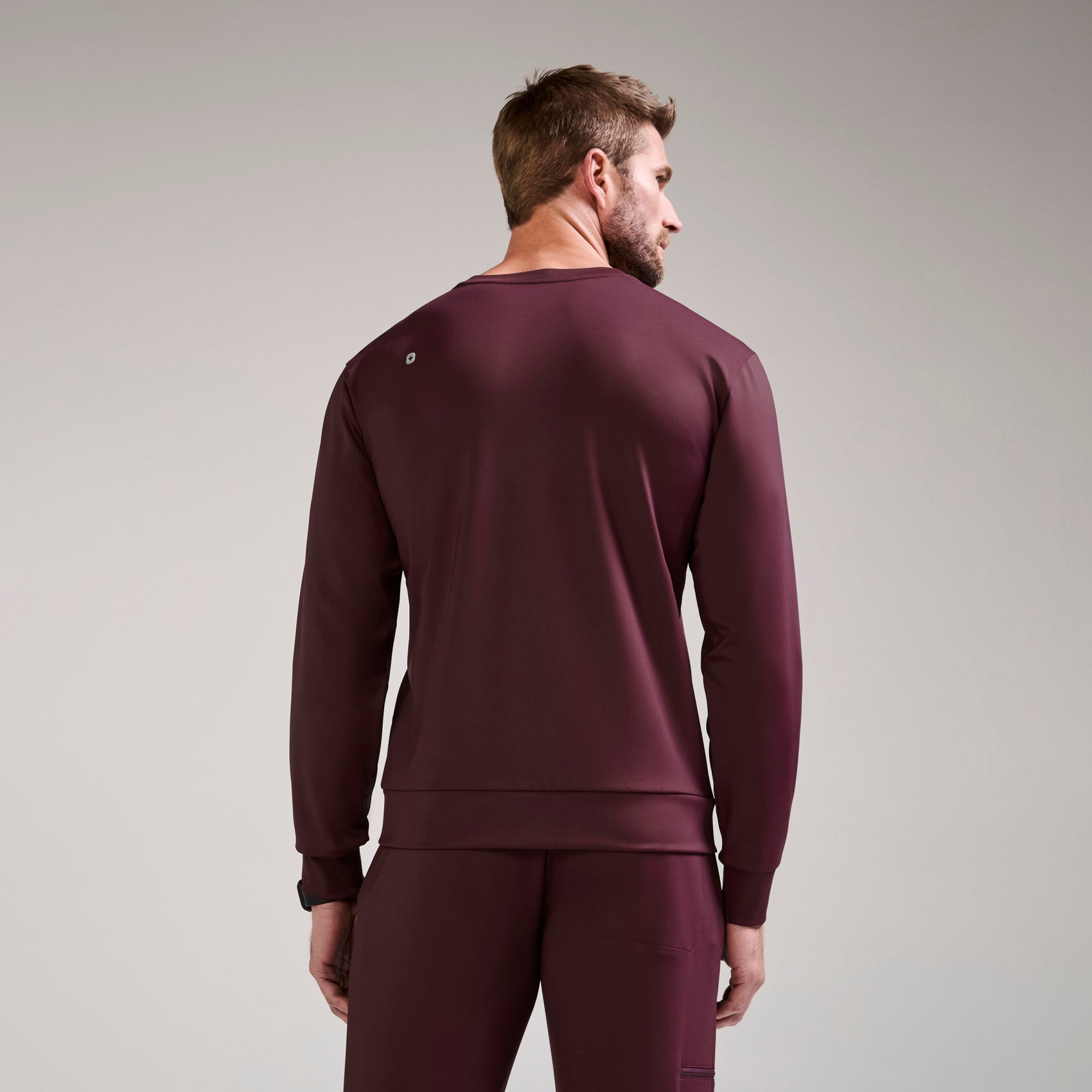 Destin Relaxed Long-Sleeve Scrub Top - Burgundy