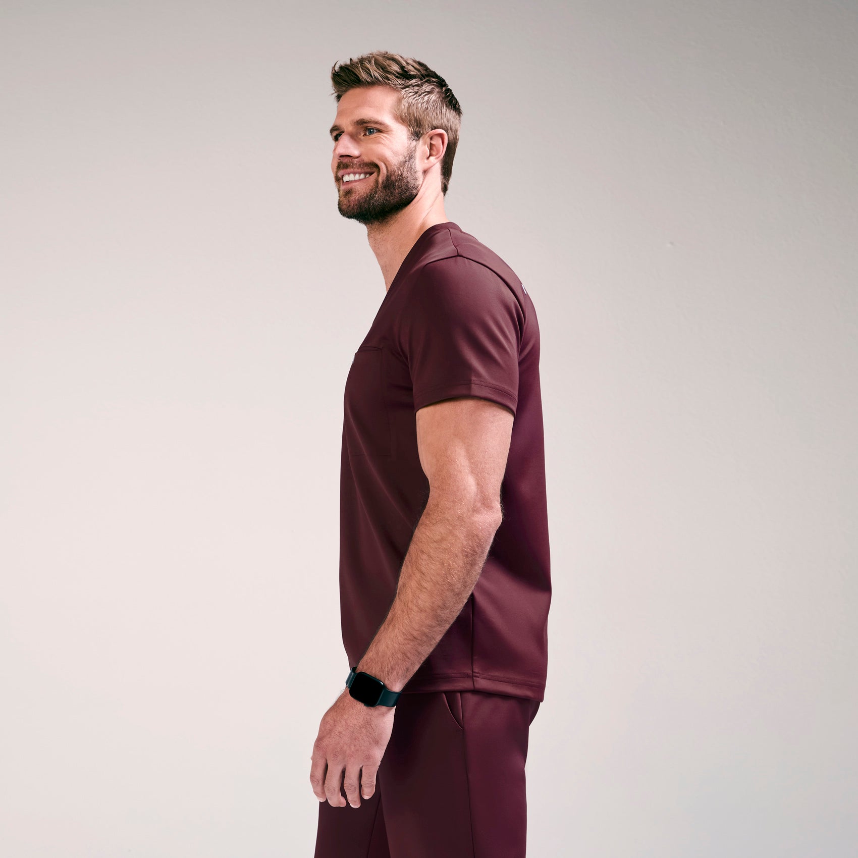 Logan V-Neck Scrub Top - Burgundy
