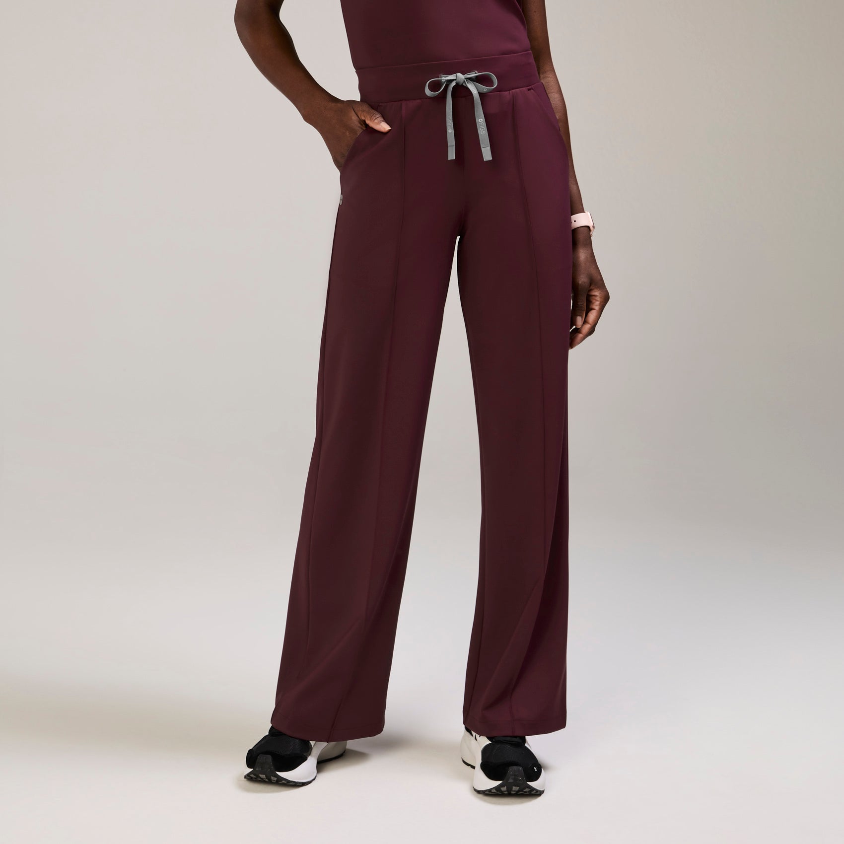 Salina High-Rise Wide-Leg Scrub Pant - Burgundy