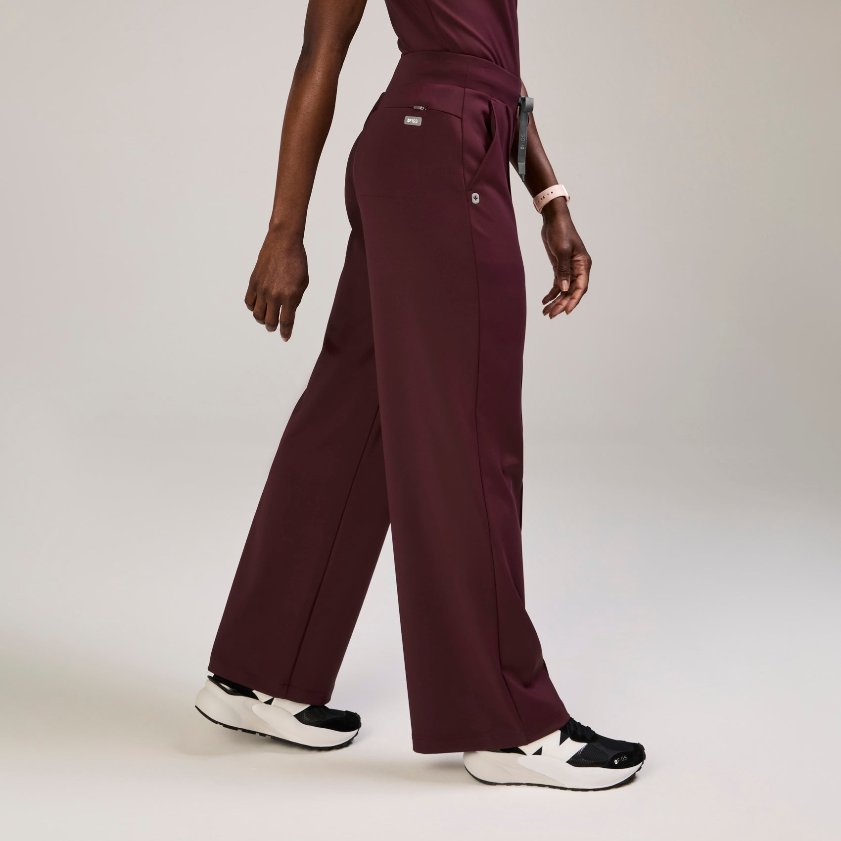 Salina High-Rise Wide-Leg Scrub Pant - Burgundy