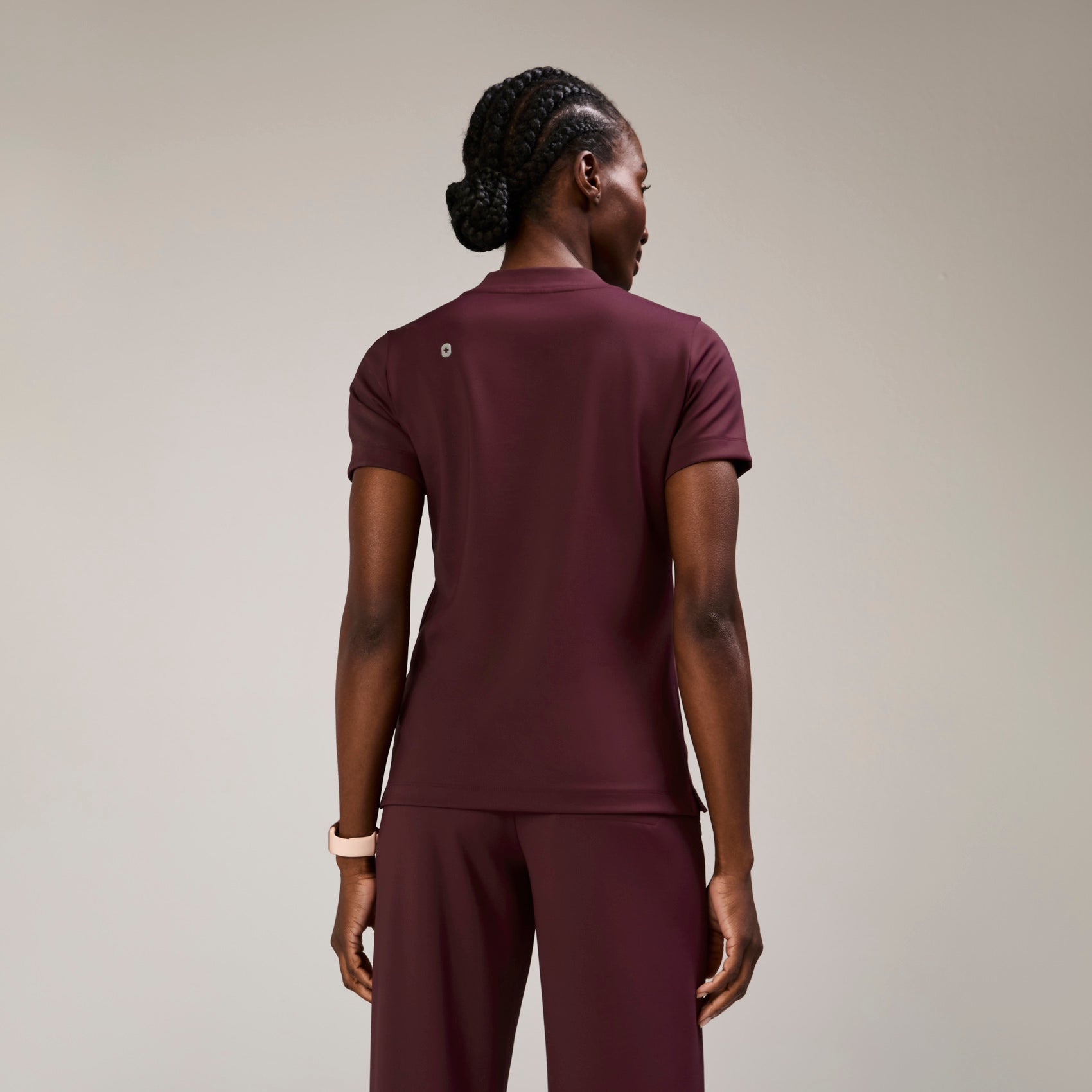 Sona Slim Scrub Top - Burgundy
