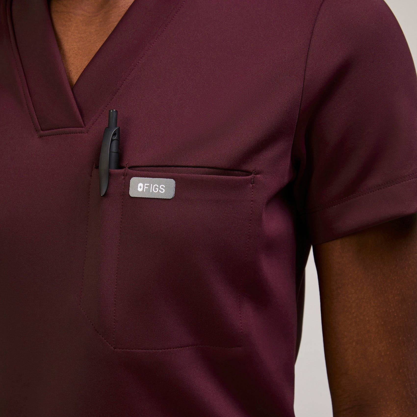 Sona Slim Scrub Top - Burgundy