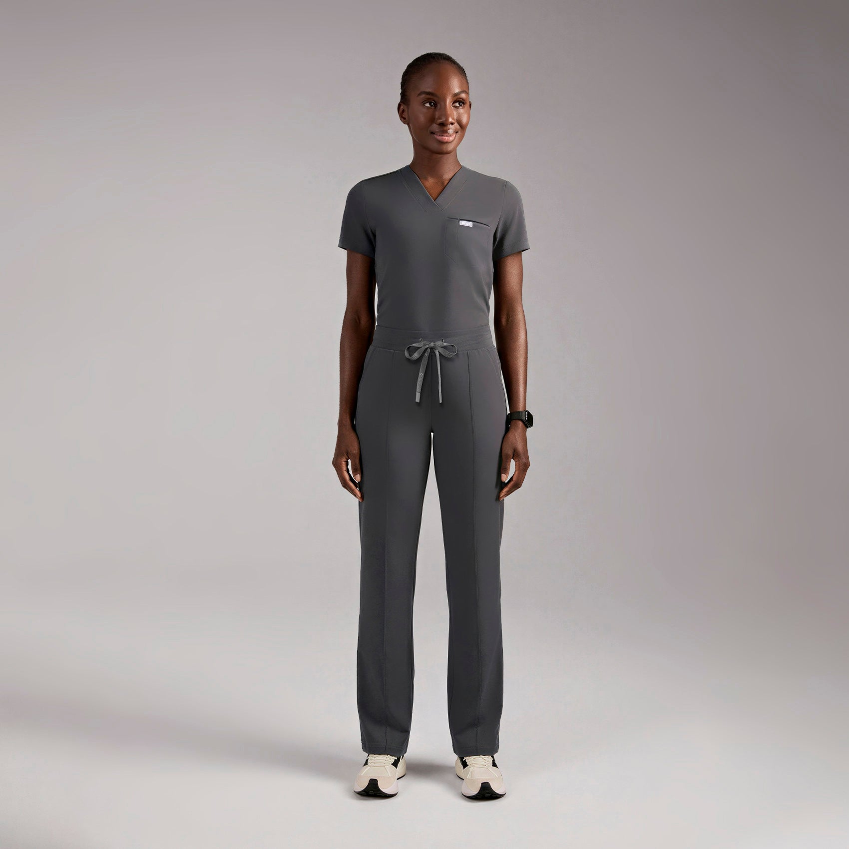 Sona Slim Scrub Top - Charcoal