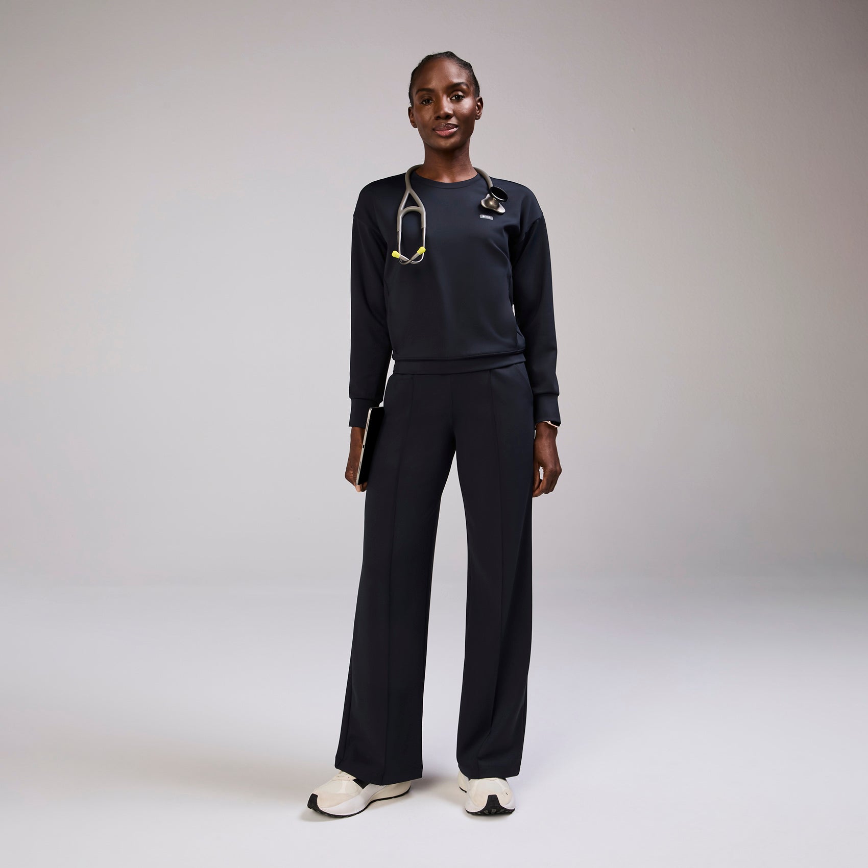 Cornelia Long-Sleeve Scrub Top - Navy