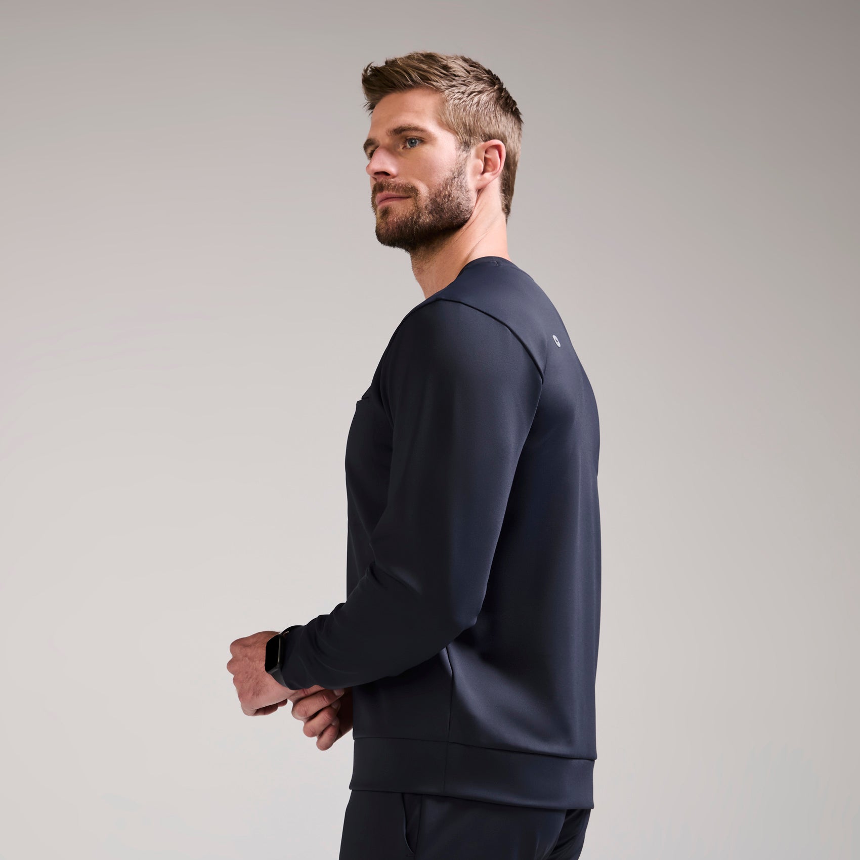 Destin Relaxed Long-Sleeve Scrub Top - Navy