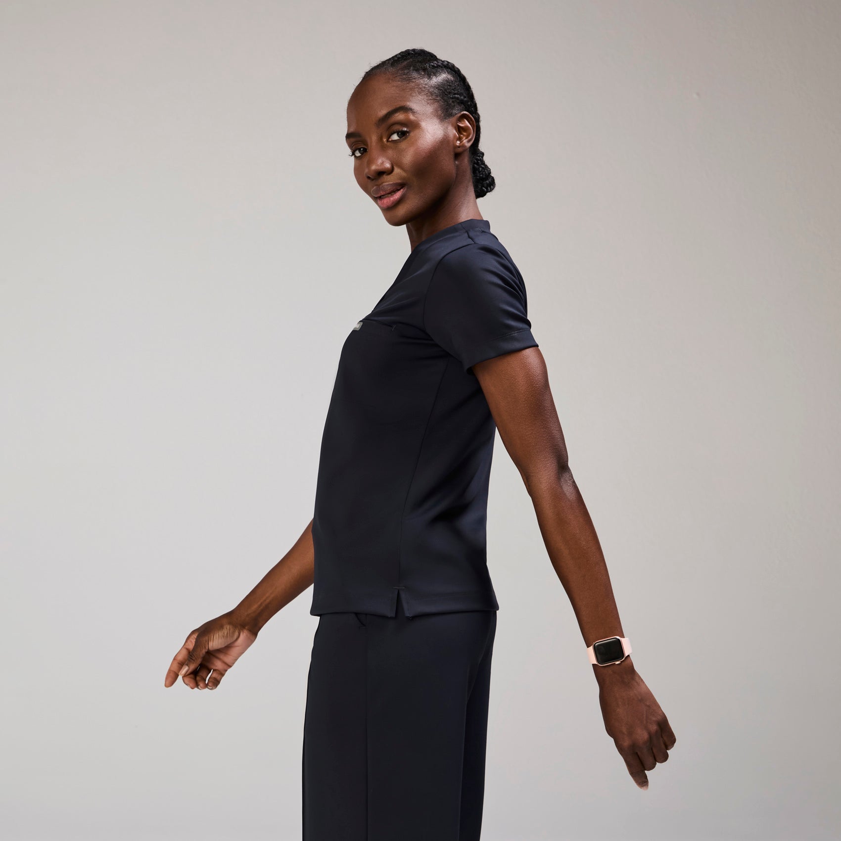 Sona Slim Scrub Top - Navy