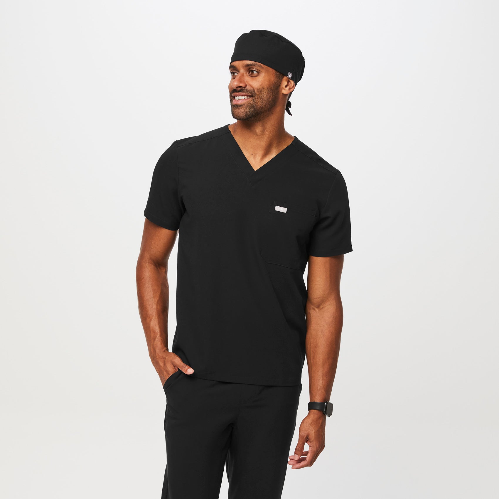 FIGS Scrub Cap With Buttonholes - Black