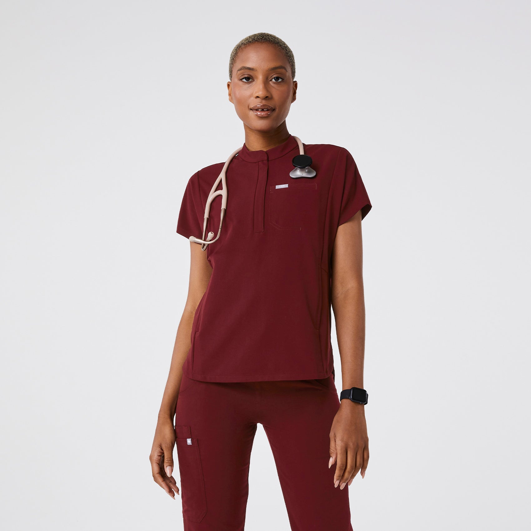 Montex Relaxed Scrub Top - Burgundy