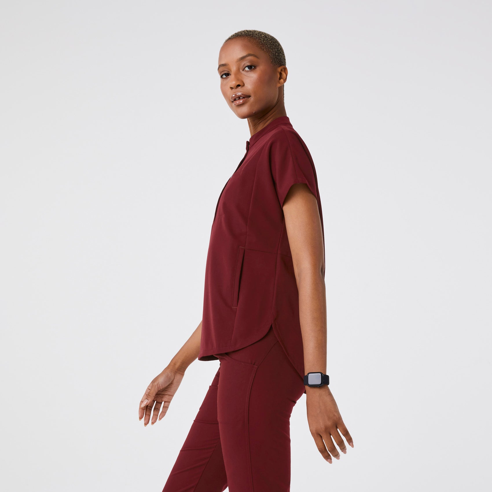 Montex Relaxed Scrub Top - Burgundy