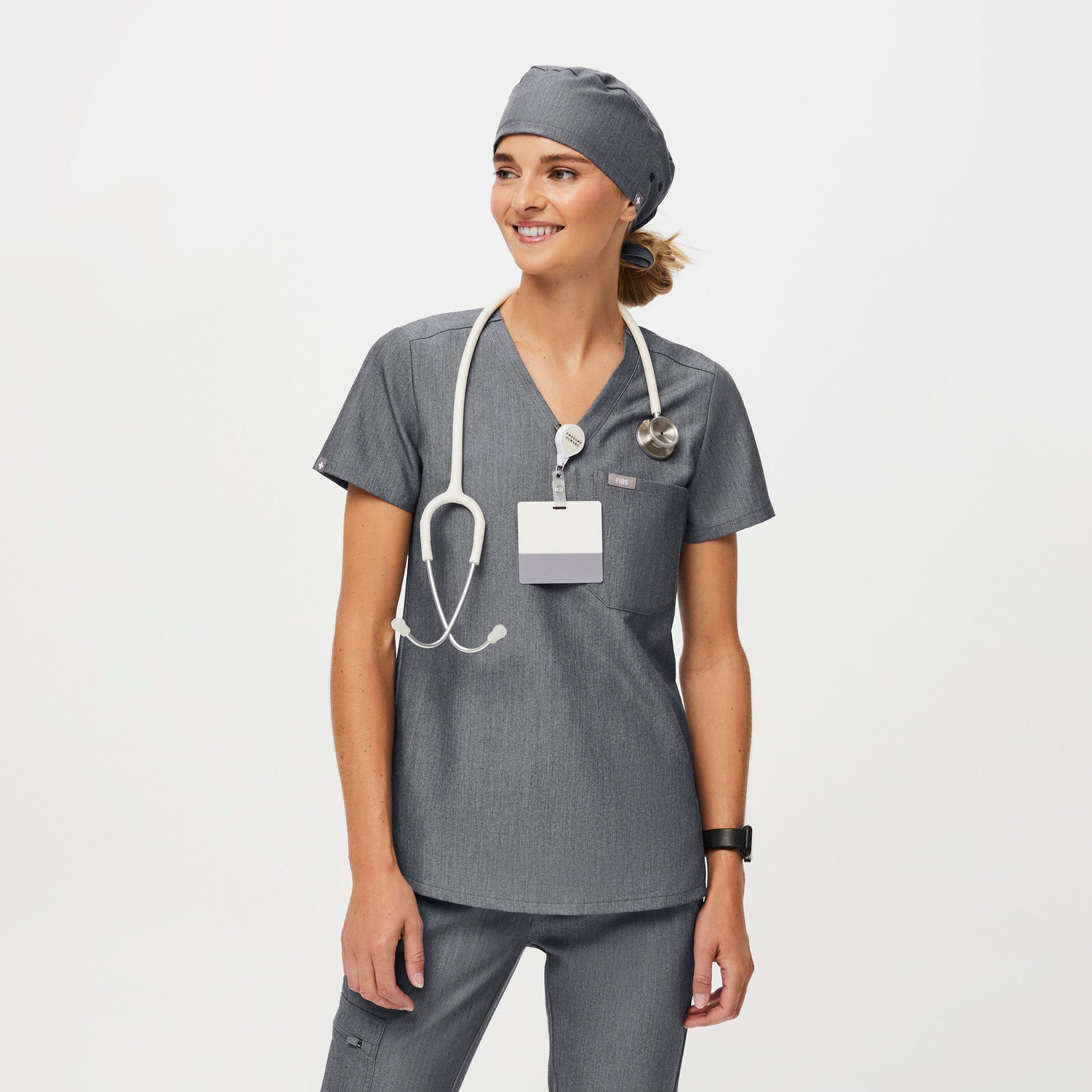FIGS Scrub Cap With Buttonholes - Graphite