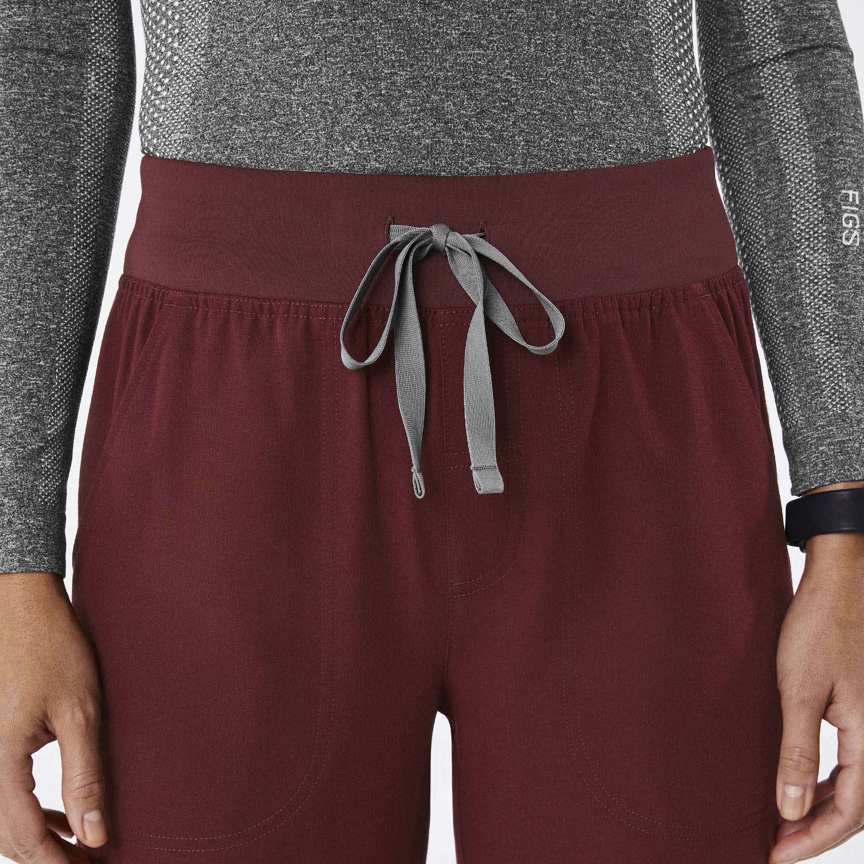 Isabel High-Rise Wide-Leg Scrub Pant - Burgundy