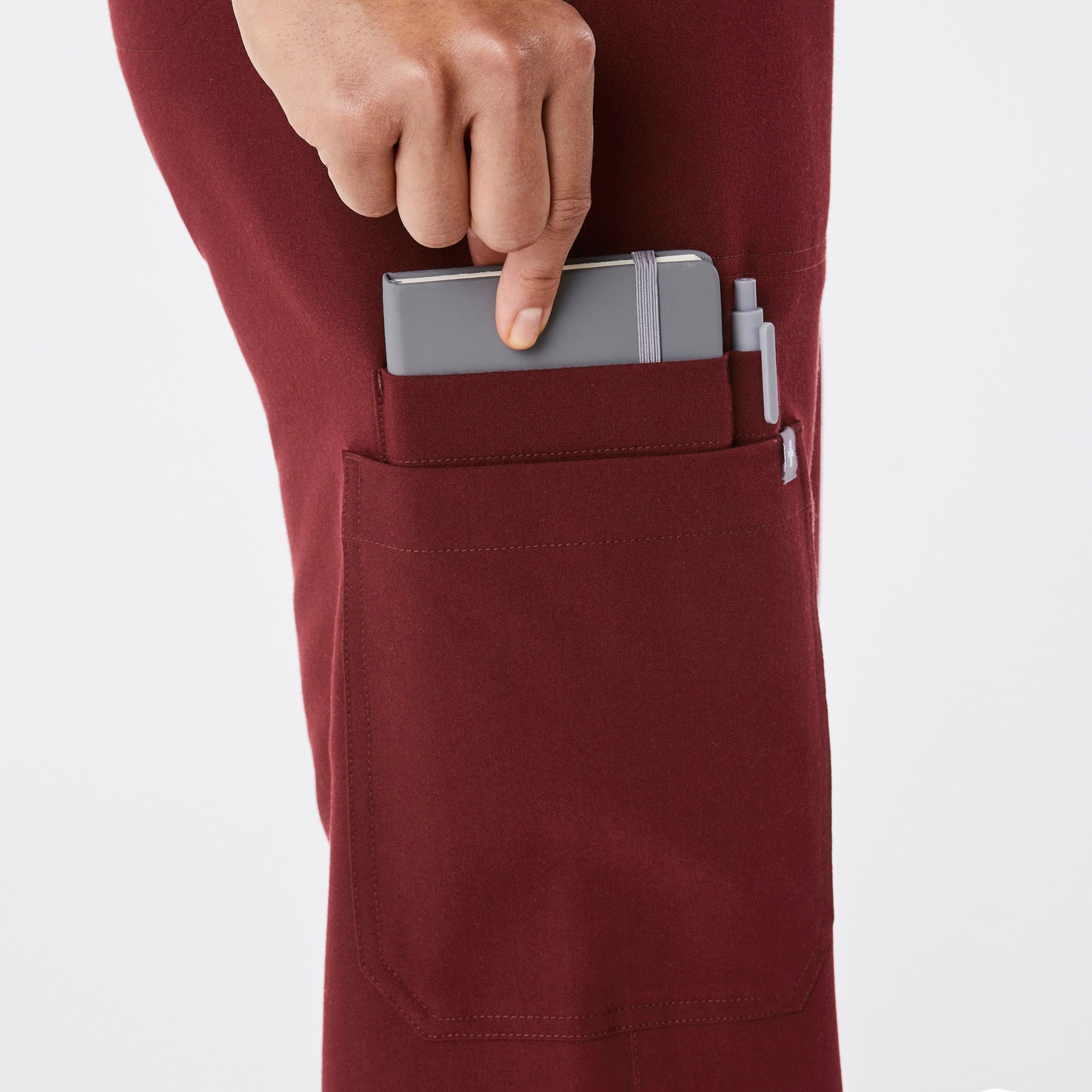 Isabel High-Rise Wide-Leg Scrub Pant - Burgundy