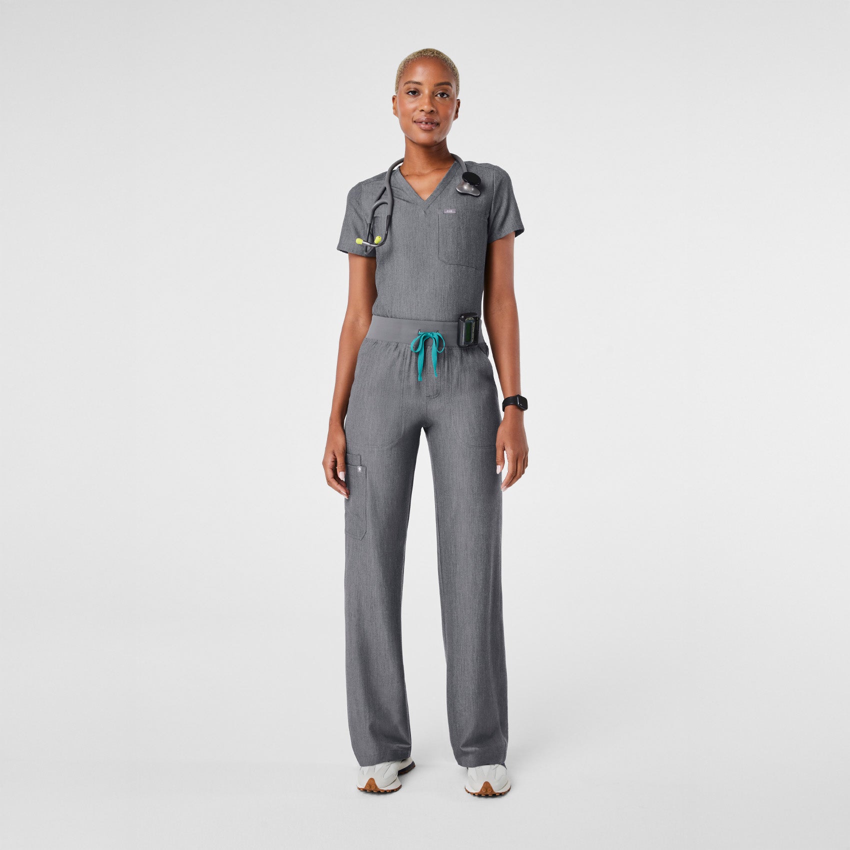 Isabel High-Rise Wide-Leg Scrub Pant - Graphite