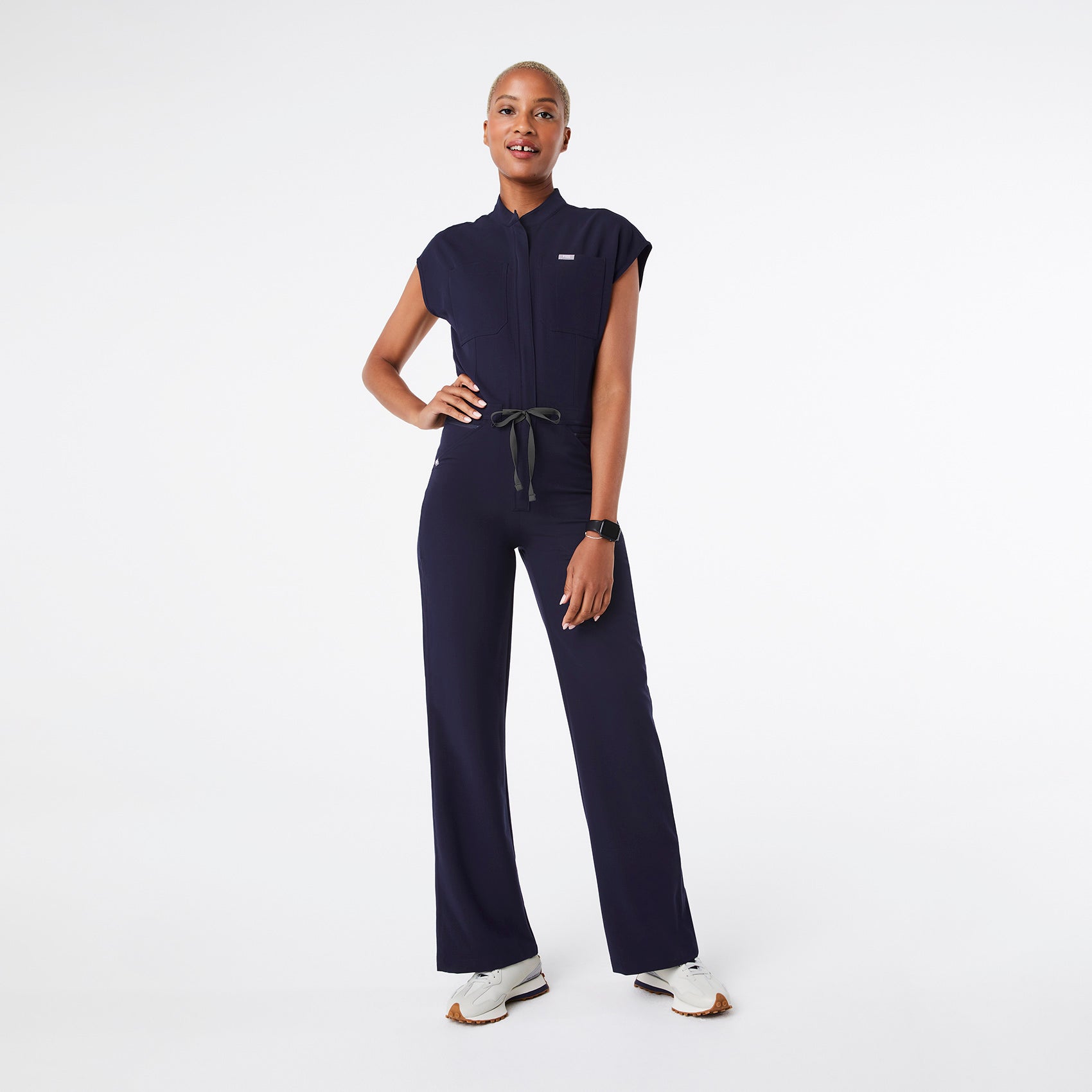 Rafaela Wide-Leg ScrubJumpsuit™ - Navy