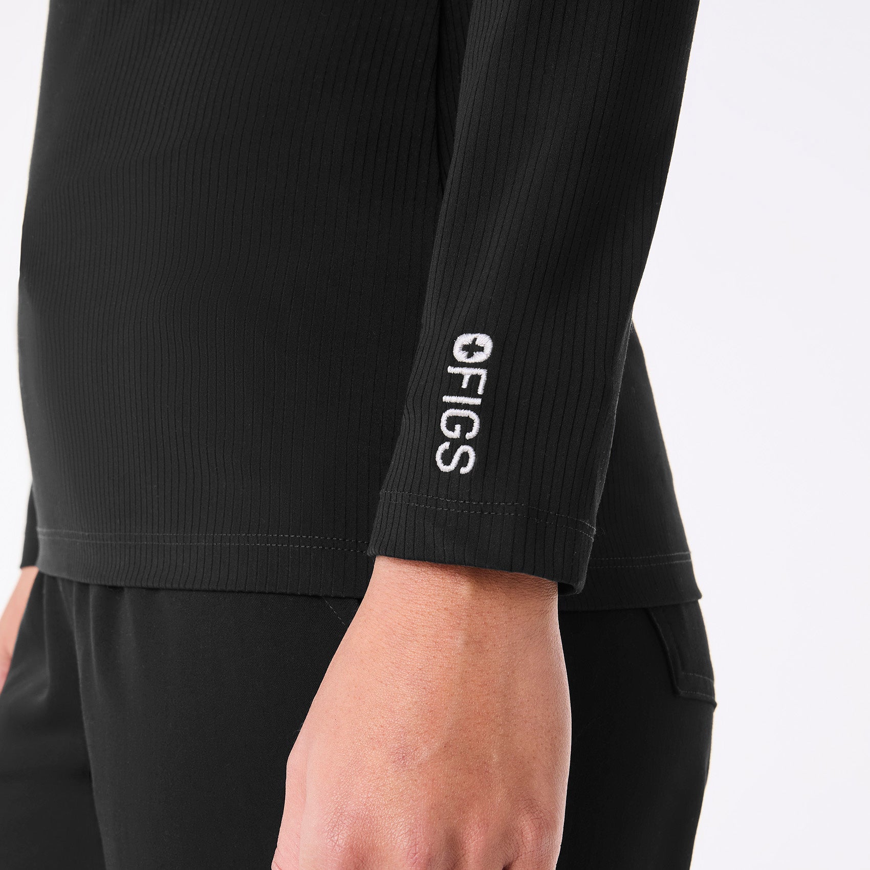 Palmer Ribbed Long-Sleeve Underscrub - Black