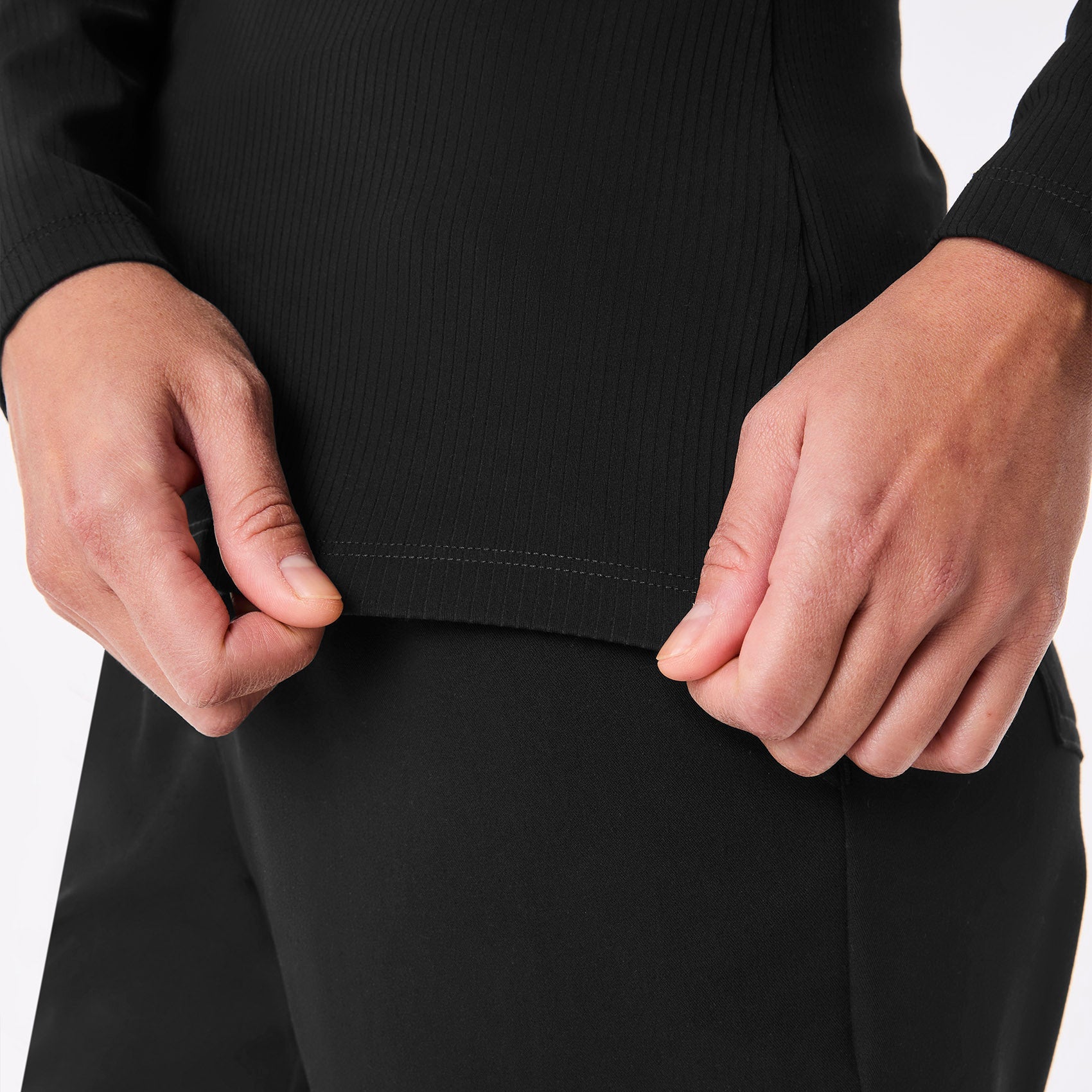 Palmer Ribbed Long-Sleeve Underscrub - Black
