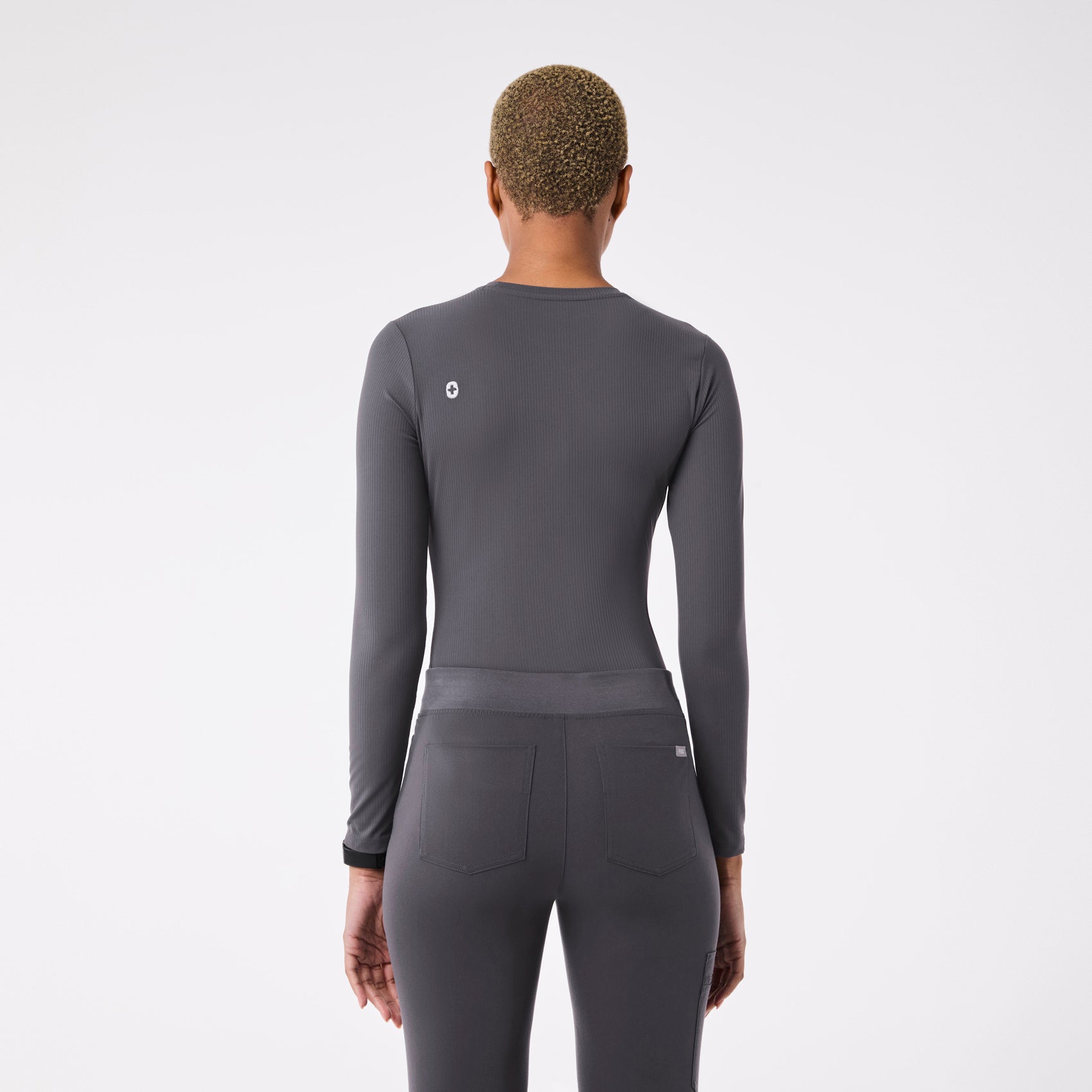 Palmer Ribbed Long-Sleeve Underscrub - Charcoal