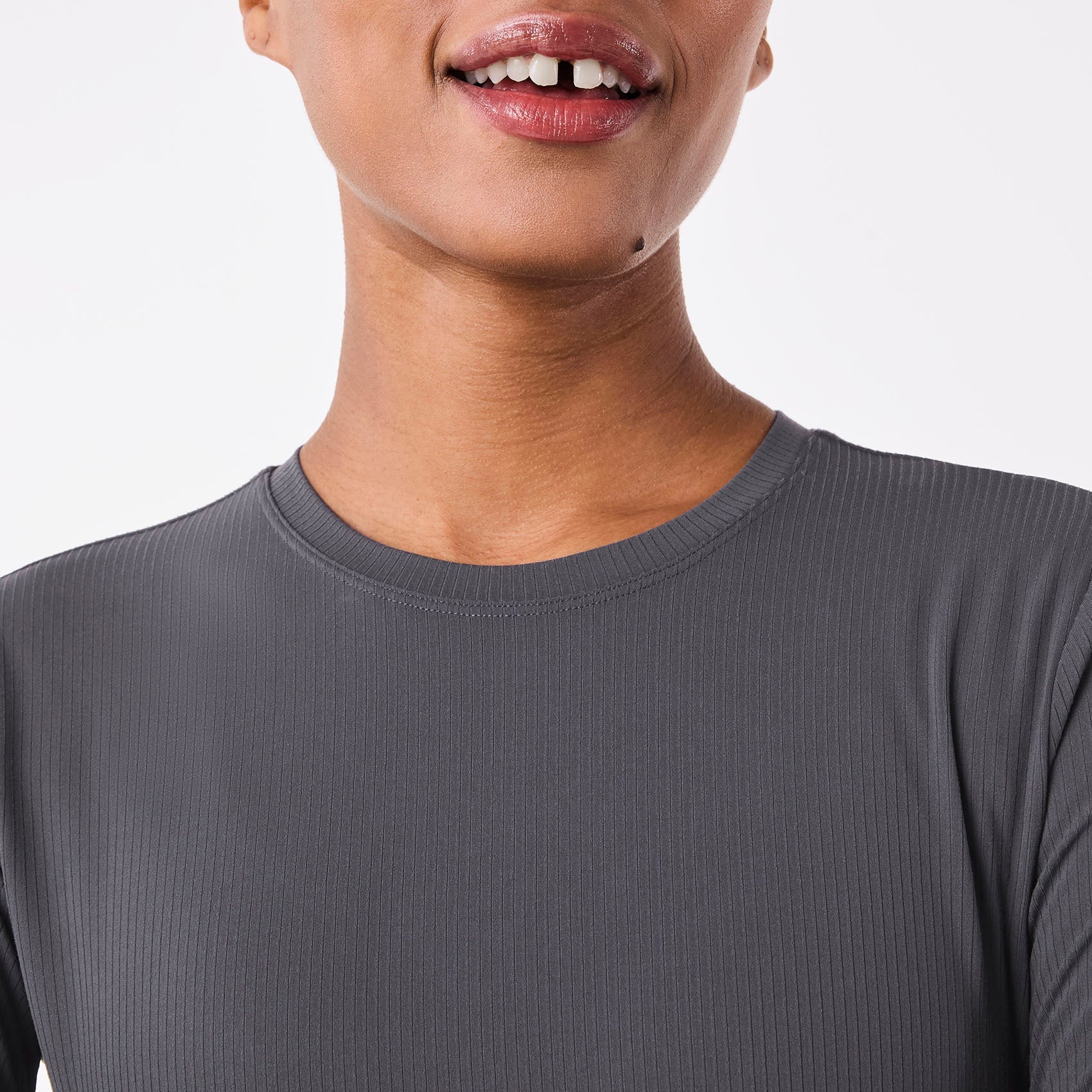 Palmer Ribbed Long-Sleeve Underscrub - Charcoal