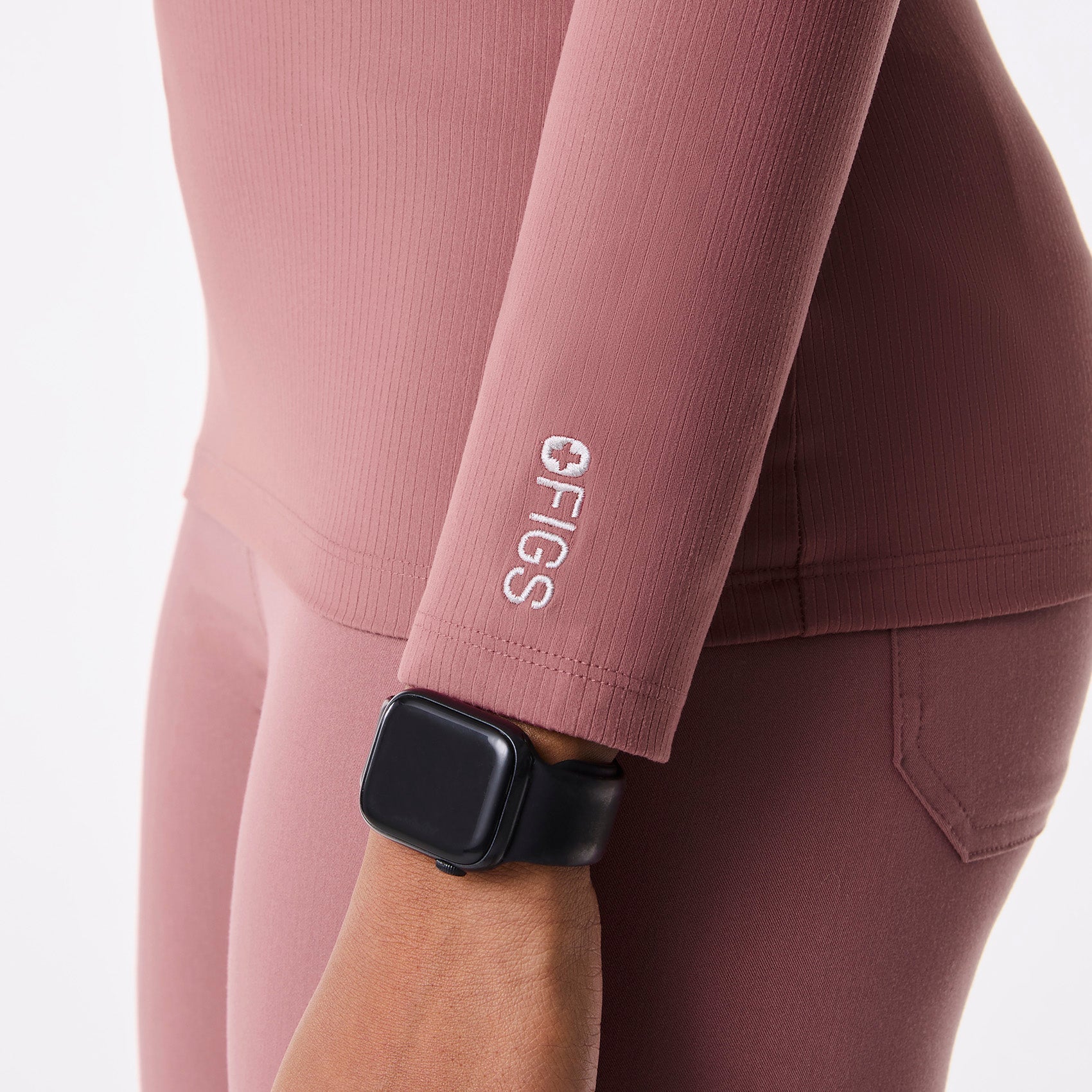 Palmer Ribbed Long-Sleeve Underscrub - Mauve