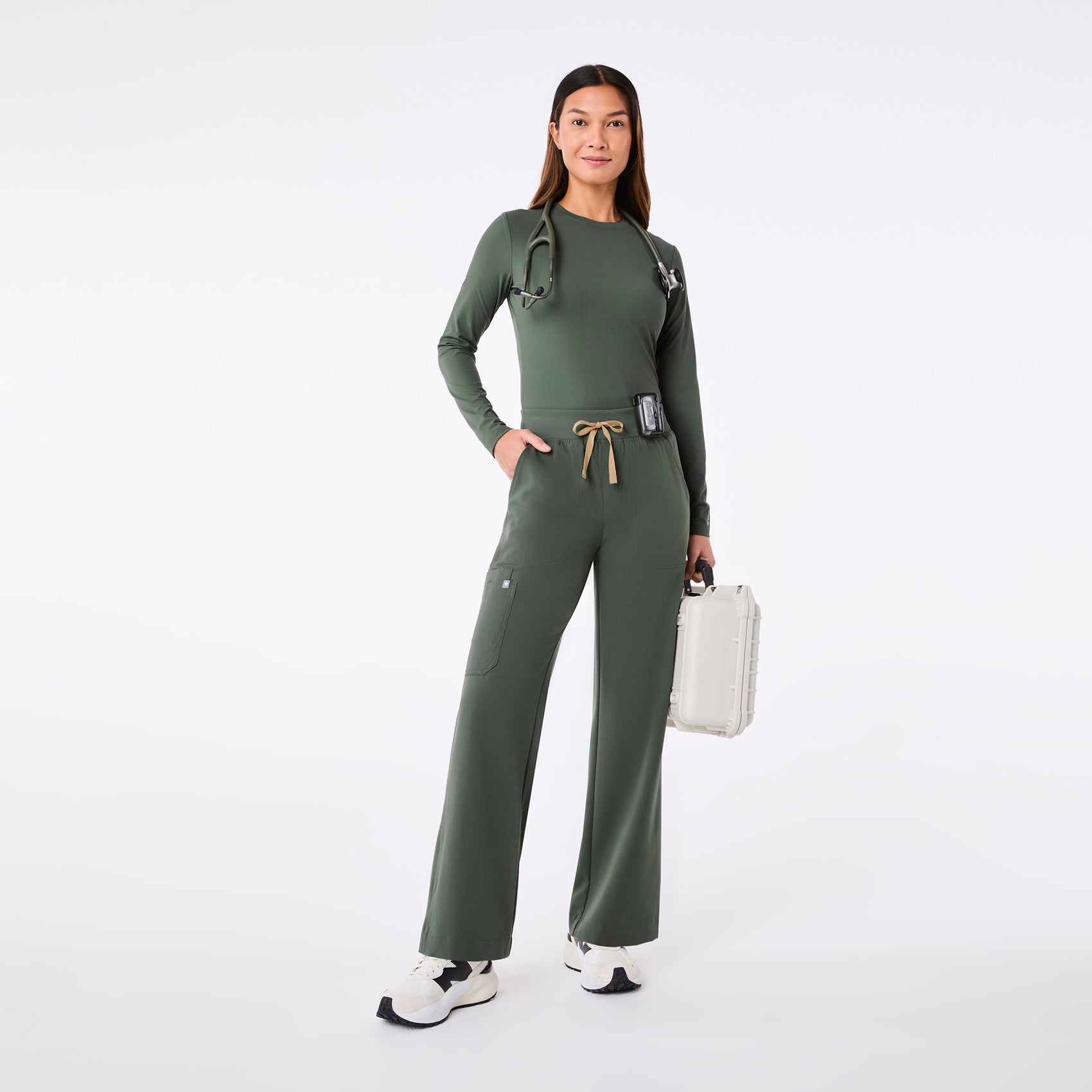 Palmer Ribbed Long-Sleeve Underscrub - Moss