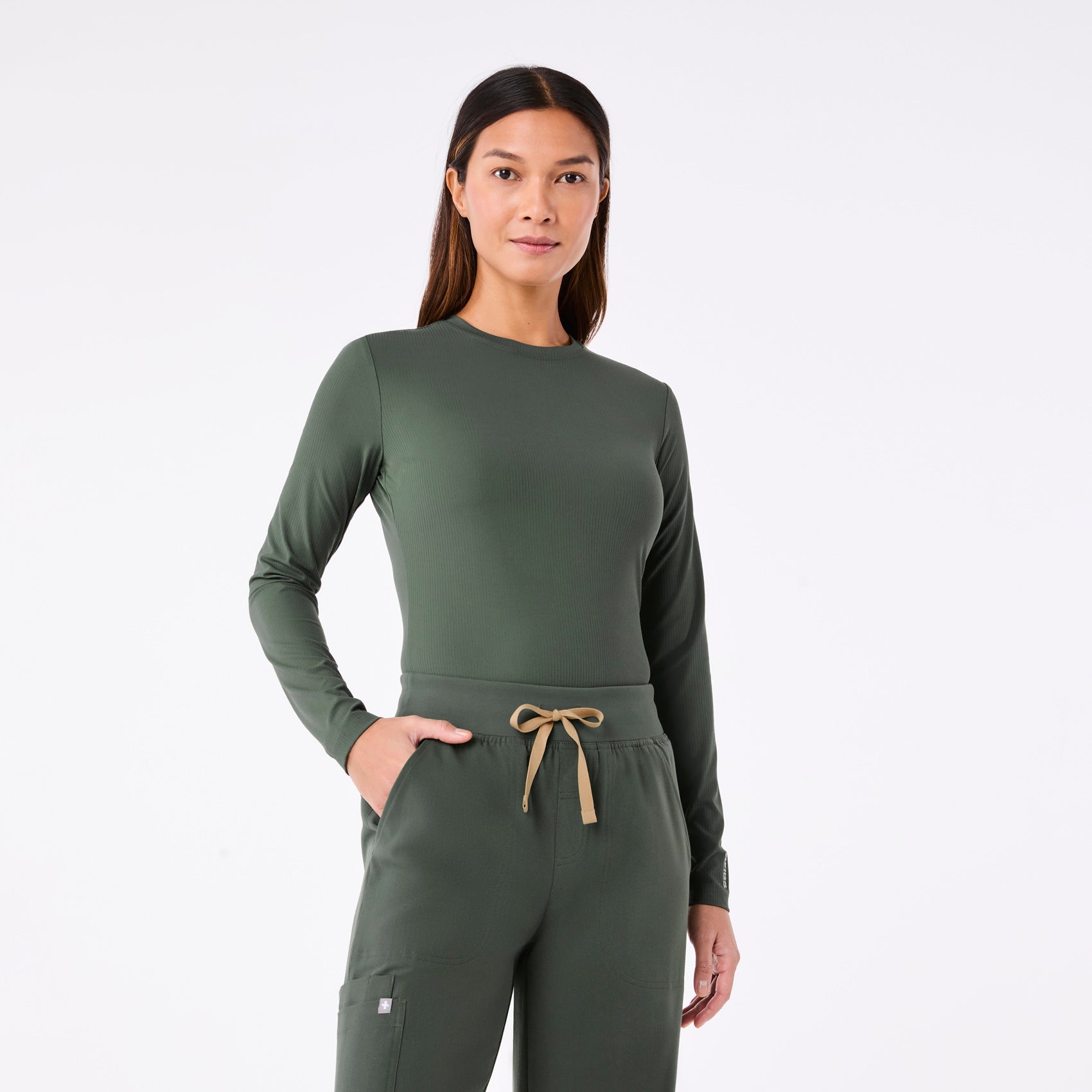 Palmer Ribbed Long-Sleeve Underscrub - Moss
