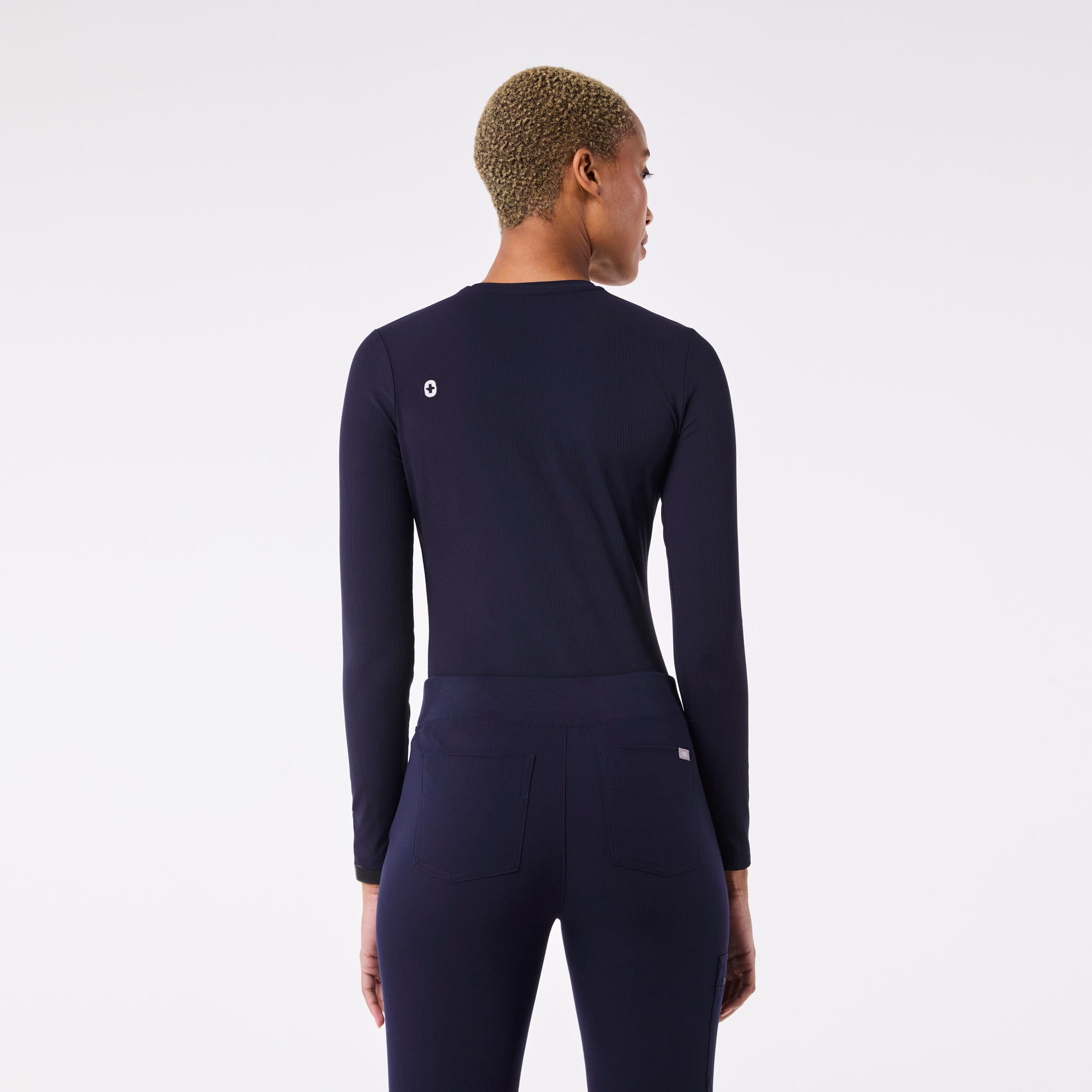 Palmer Ribbed Long-Sleeve Underscrub - Navy