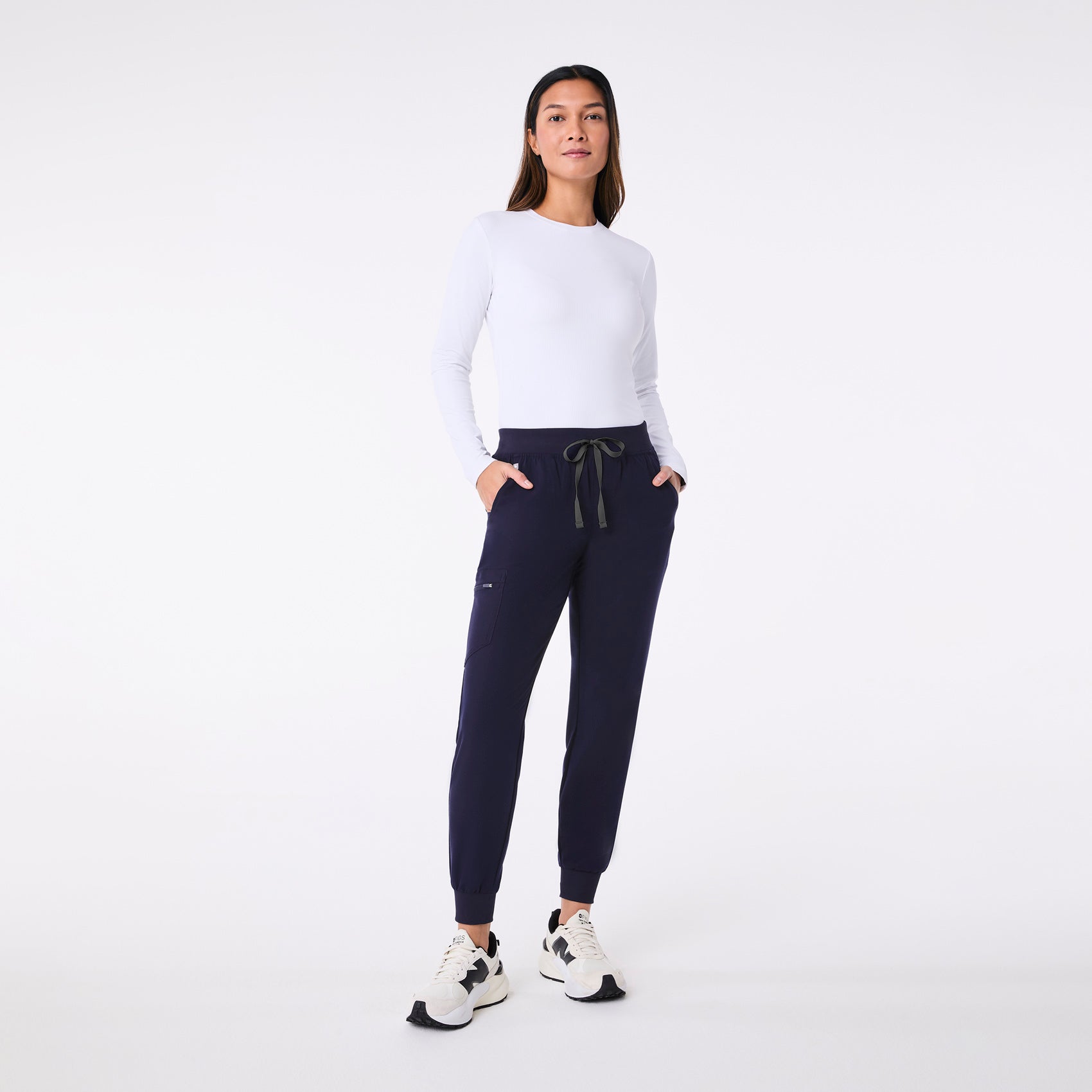 Palmer Ribbed Long-Sleeve Underscrub - White