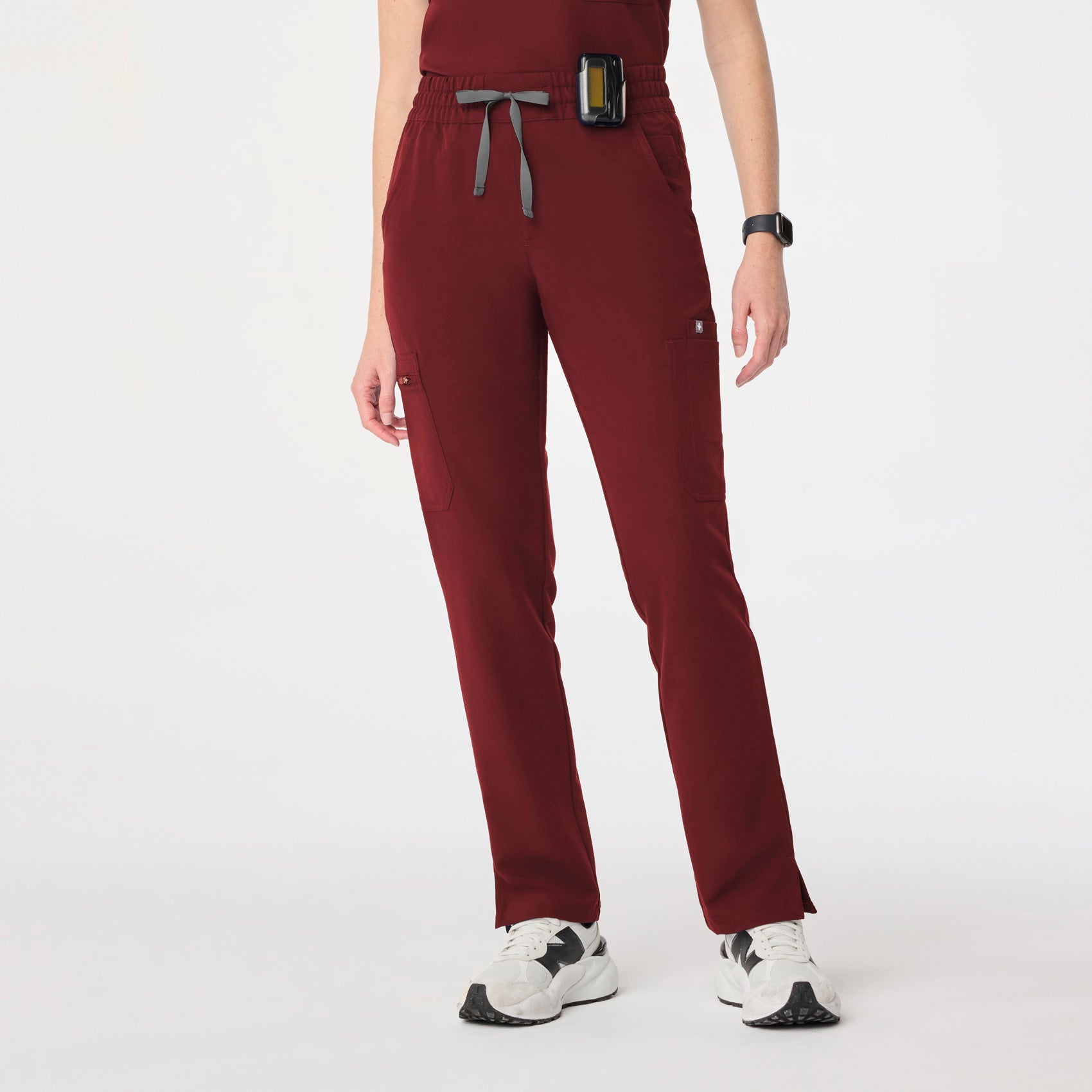 Dowa High-Rise Straight-Leg Scrub Pant - Burgundy