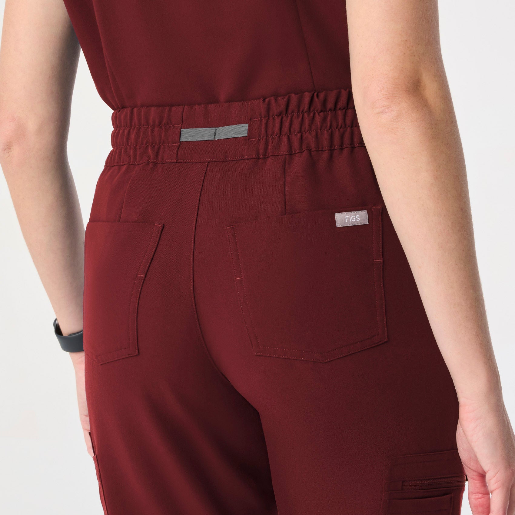 Dowa High-Rise Straight-Leg Scrub Pant - Burgundy