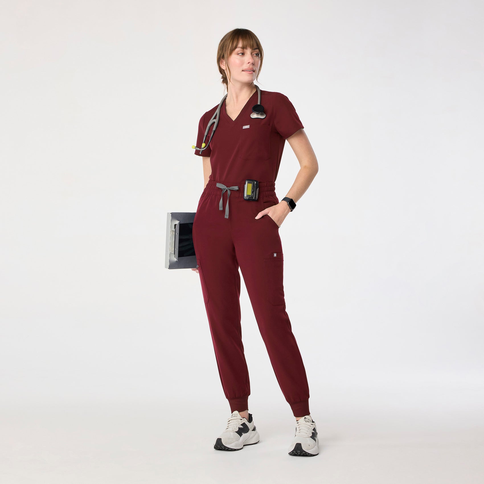 Uman High-Rise Jogger Scrub Pant - Burgundy