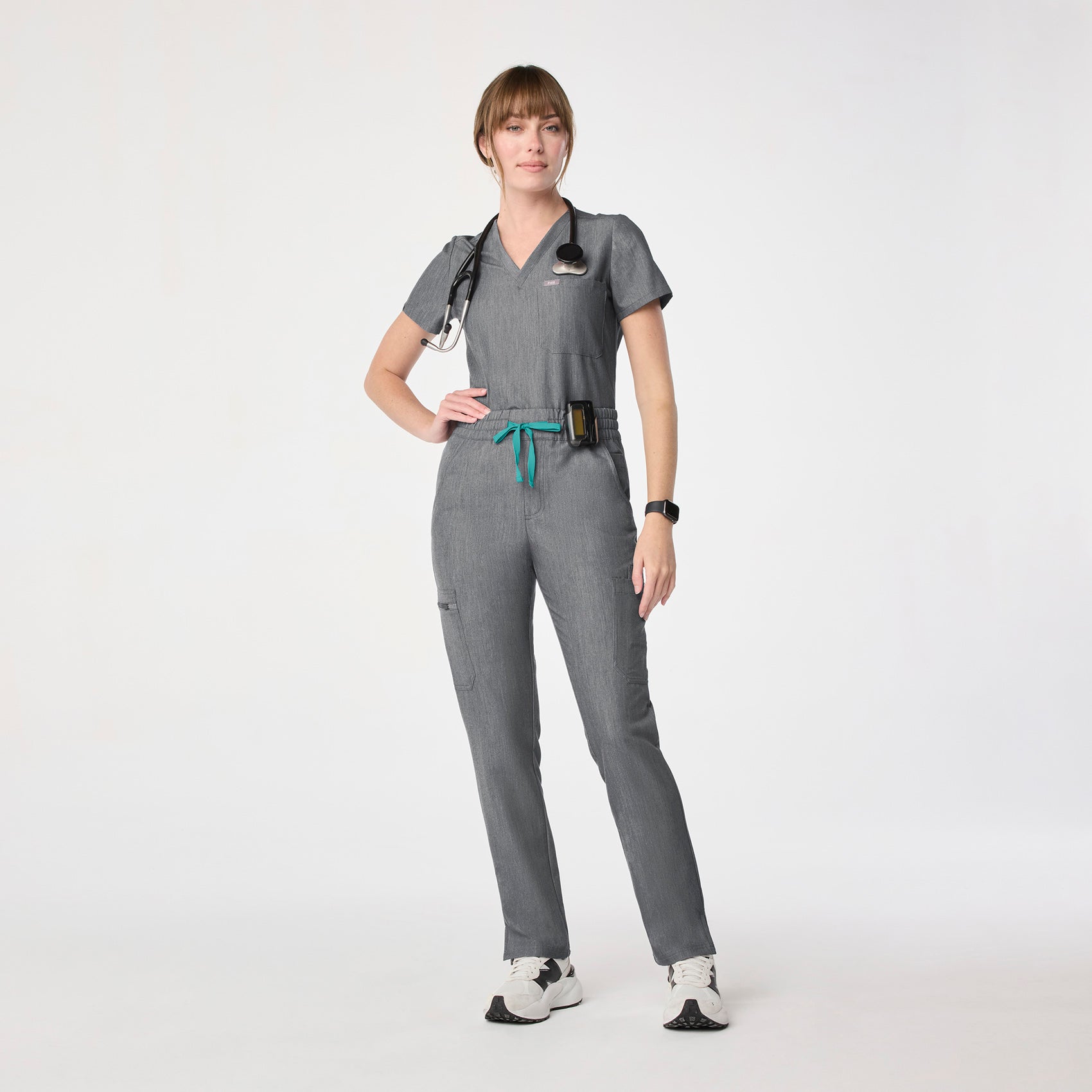 Dowa High-Rise Straight-Leg Scrub Pant - Graphite