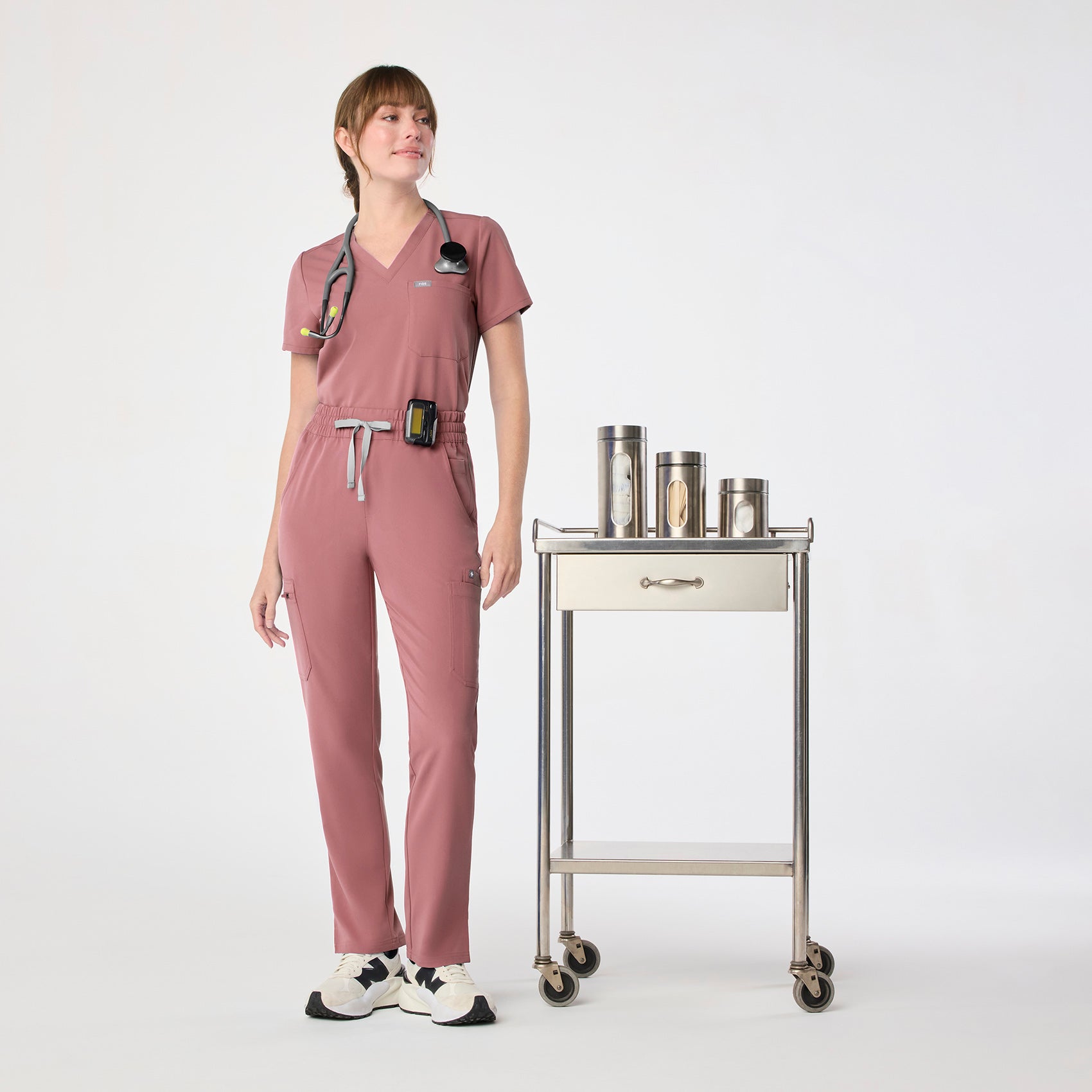 Dowa High-Rise Straight-Leg Scrub Pant - Mauve
