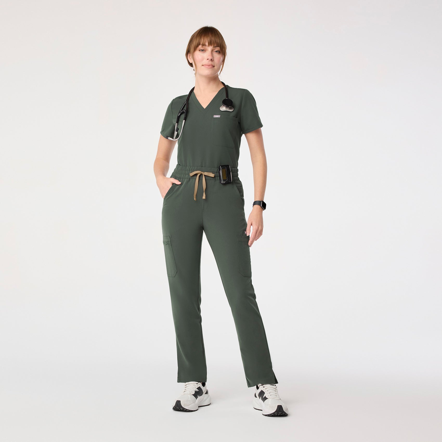 Dowa High-Rise Straight-Leg Scrub Pant - Moss