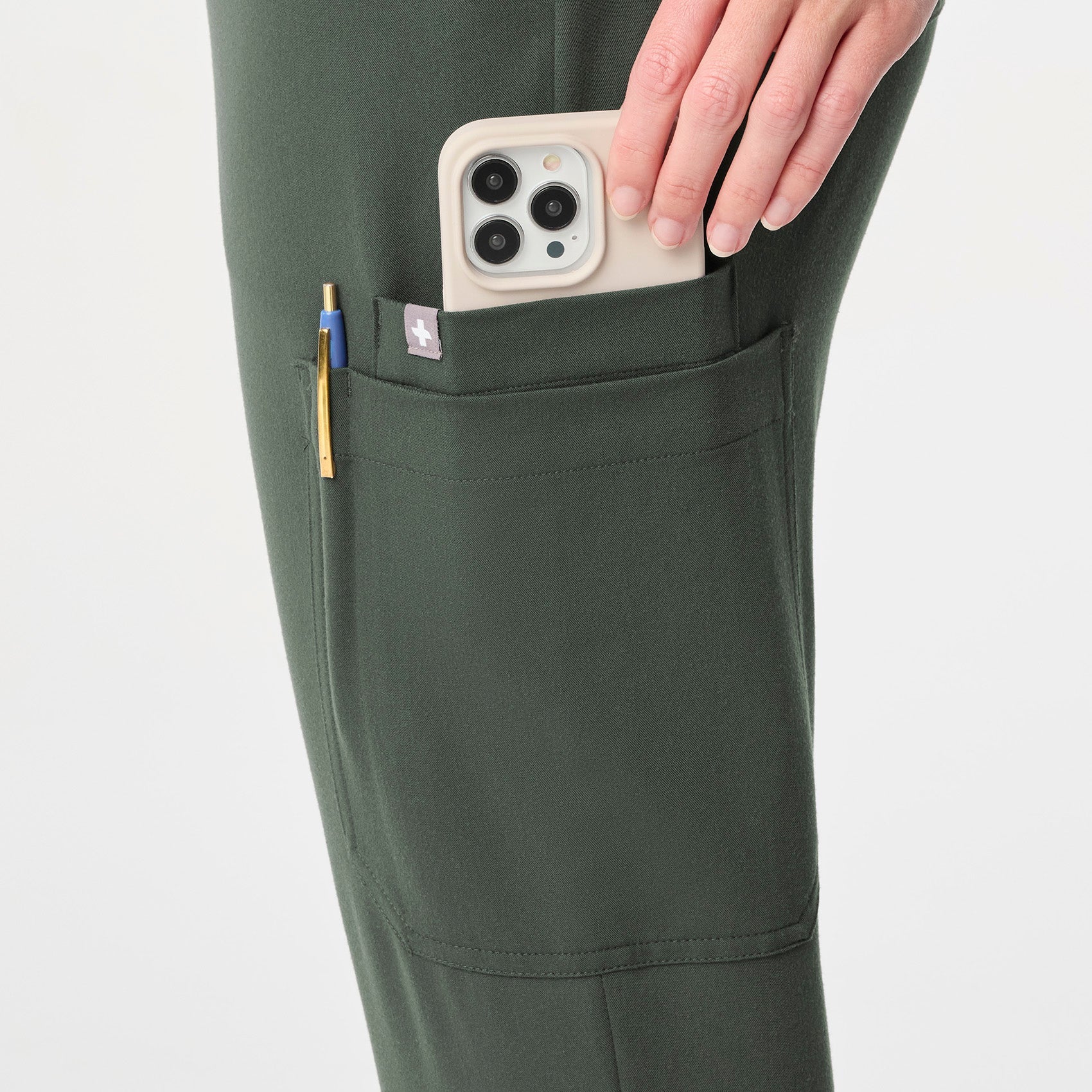 Dowa High-Rise Straight-Leg Scrub Pant - Moss