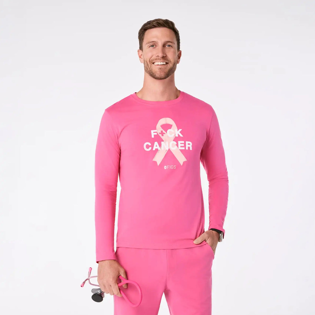 F Cancer Ribbon Long-Sleeved Underscrub
